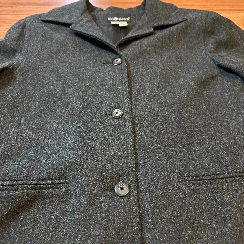 Sag Harbor Gray Jacket Button Up Pea Coat Gray | Women Size 12